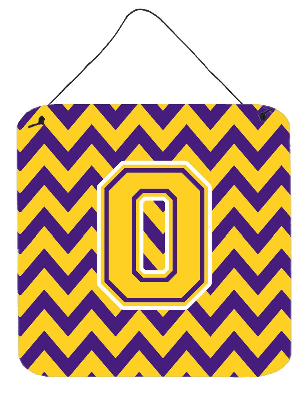 Letter O Chevron Purple and Gold Wall or Door Hanging Prints CJ1041-ODS66 by Caroline's Treasures