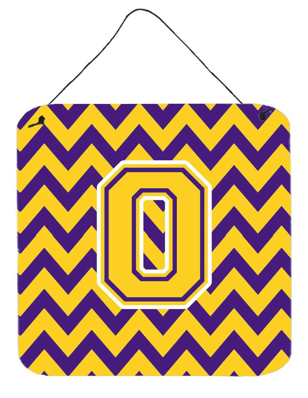 Letter O Chevron Purple and Gold Wall or Door Hanging Prints CJ1041-ODS66 by Caroline&#39;s Treasures
