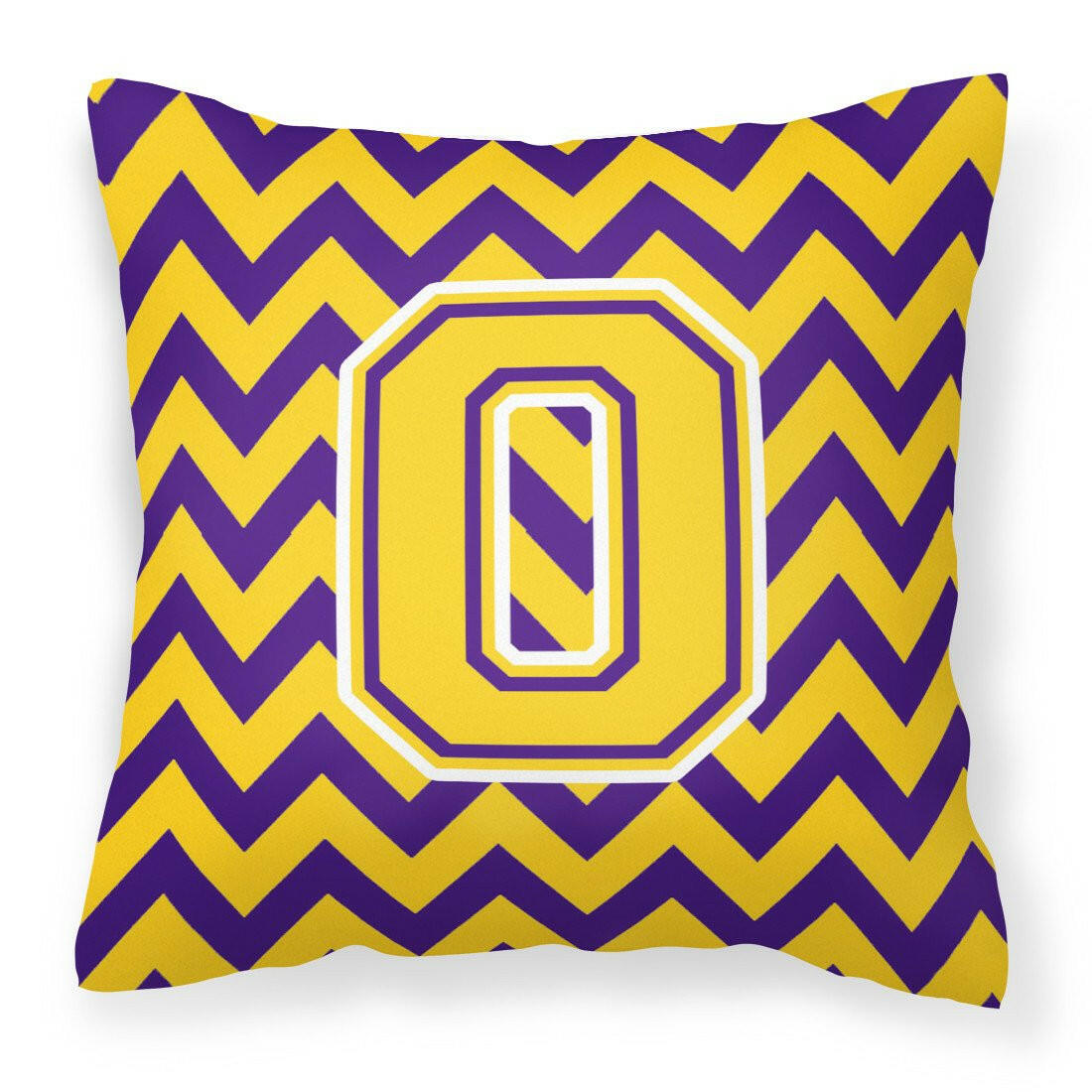 Letter O Chevron Purple and Gold Fabric Decorative Pillow CJ1041-OPW1414 - the-store.com