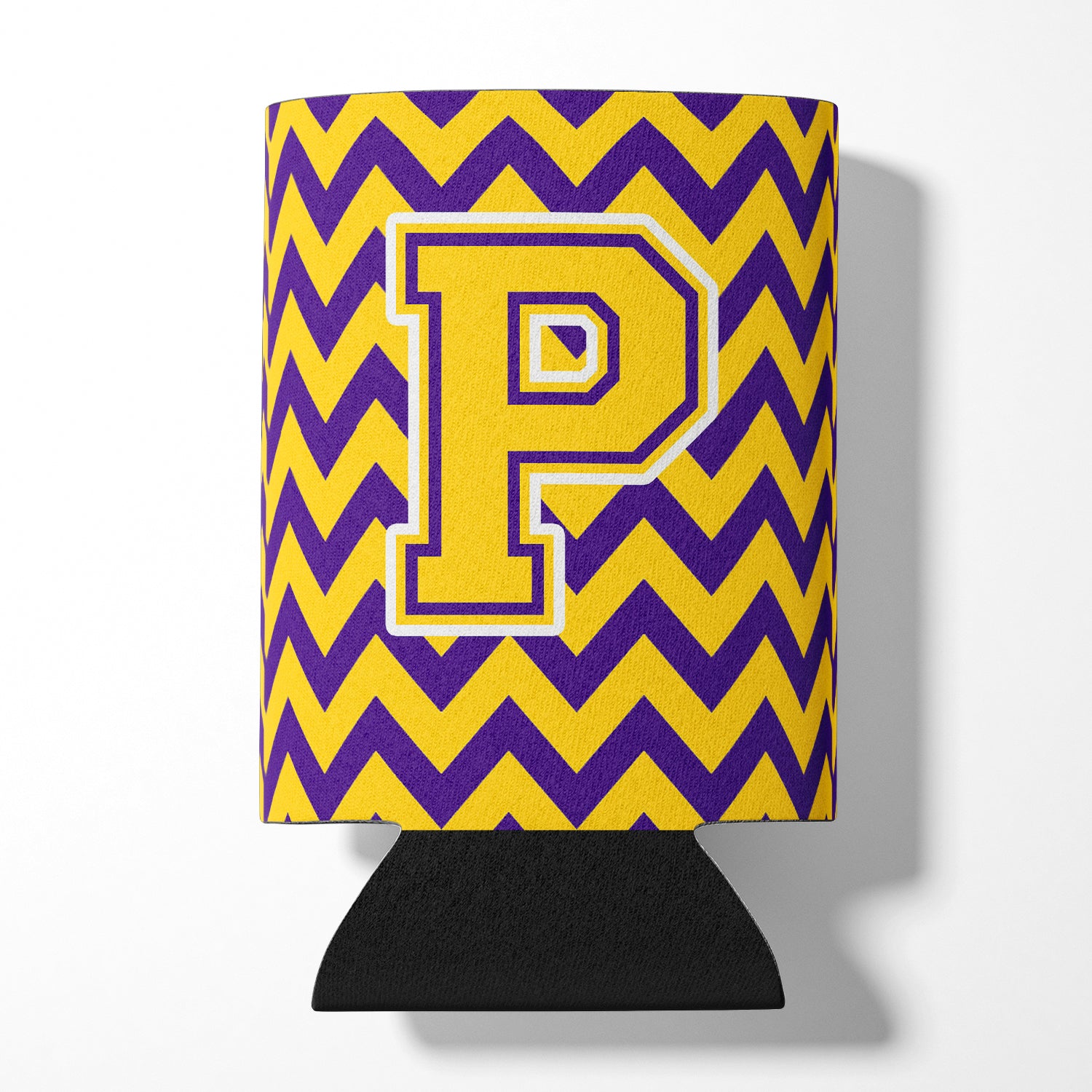 Letter P Chevron Purple and Gold Can or Bottle Hugger CJ1041-PCC.