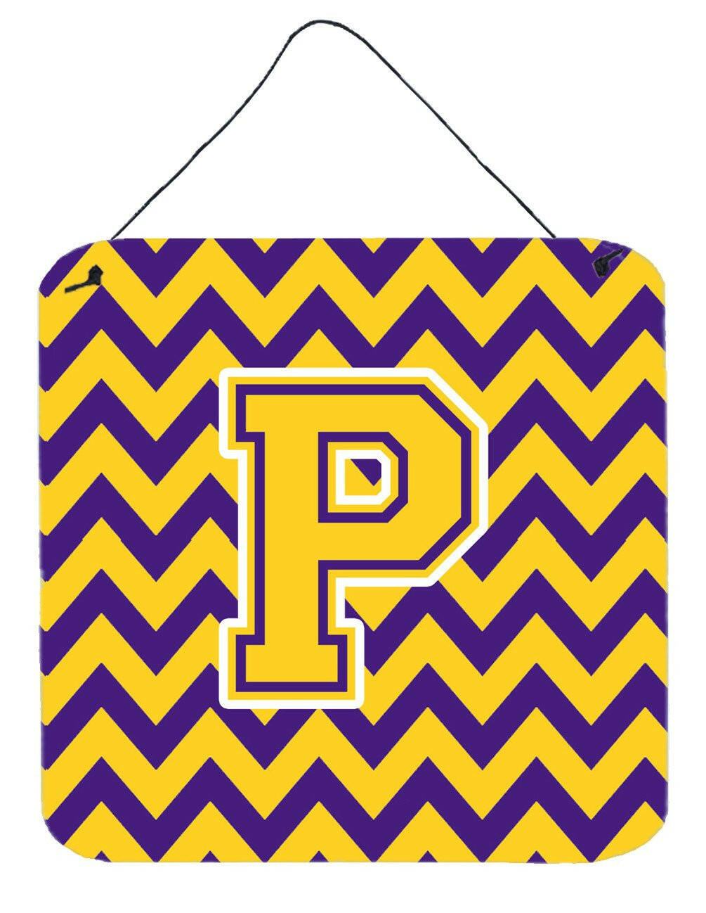 Letter P Chevron Purple and Gold Wall or Door Hanging Prints CJ1041-PDS66 by Caroline's Treasures