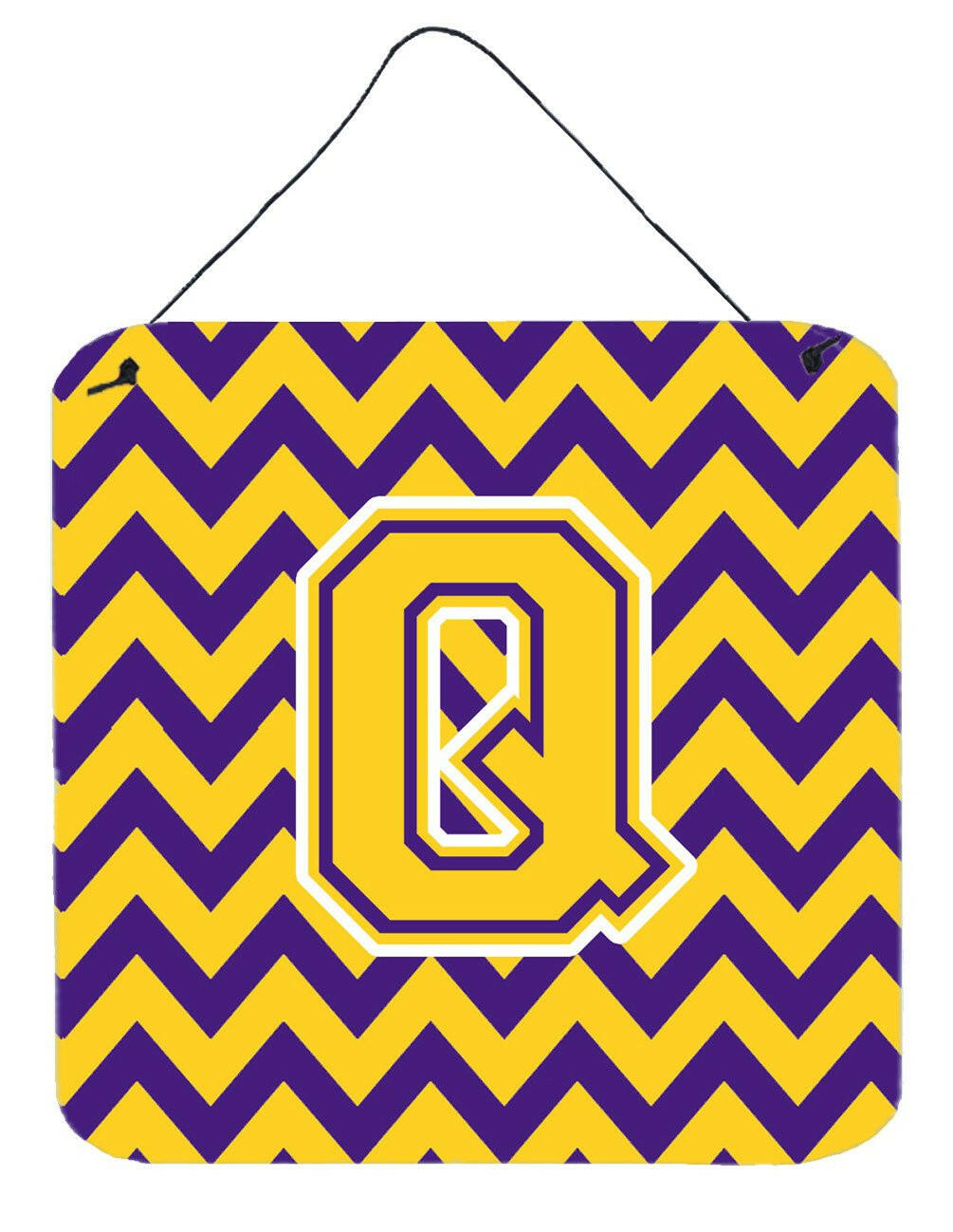 Letter Q Chevron Purple and Gold Wall or Door Hanging Prints CJ1041-QDS66 by Caroline&#39;s Treasures