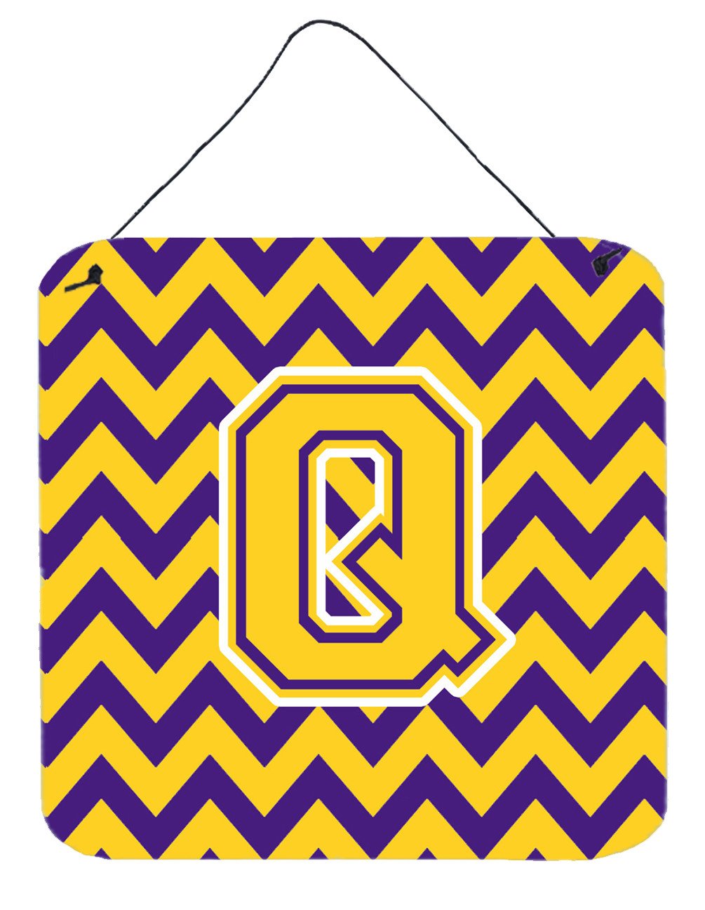 Letter Q Chevron Purple and Gold Wall or Door Hanging Prints CJ1041-QDS66 by Caroline's Treasures