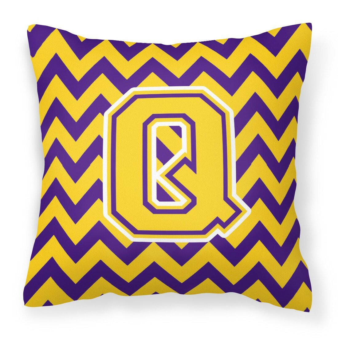 Letter Q Chevron Purple and Gold Fabric Decorative Pillow CJ1041-QPW1414 - the-store.com