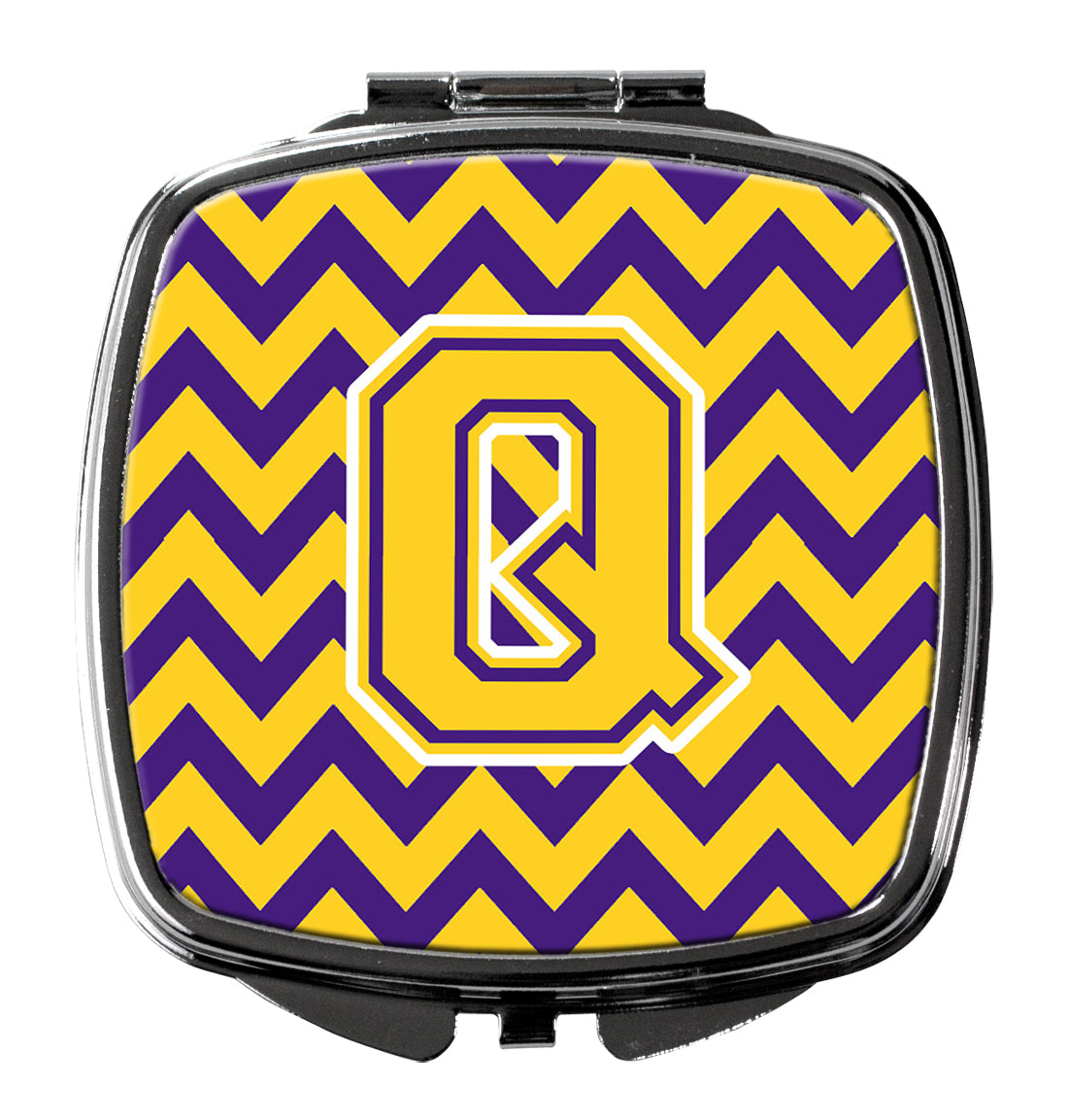 Letter Q Chevron Purple and Gold Compact Mirror CJ1041-QSCM