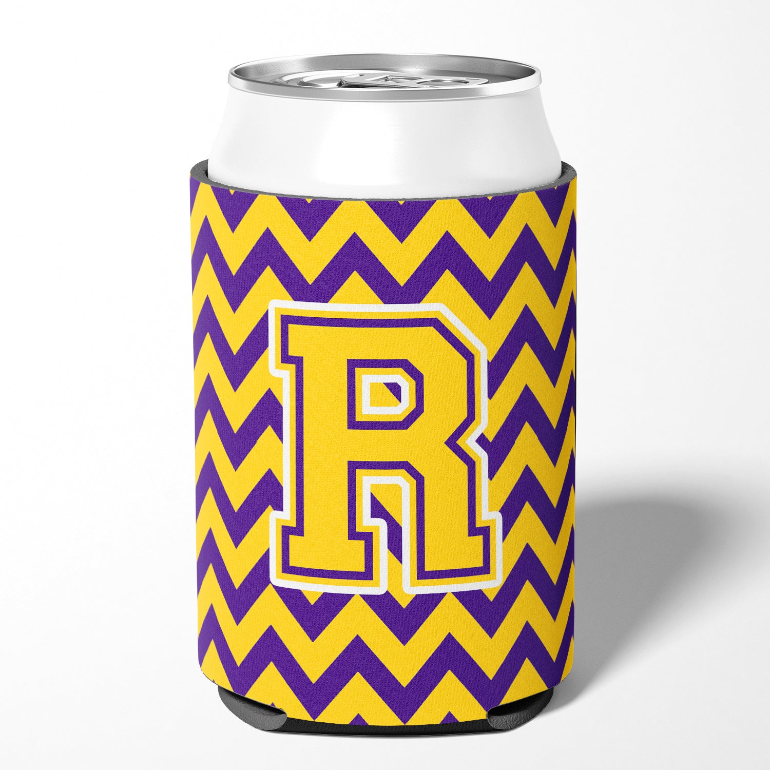 Letter R Chevron Purple and Gold Can or Bottle Hugger CJ1041-RCC.