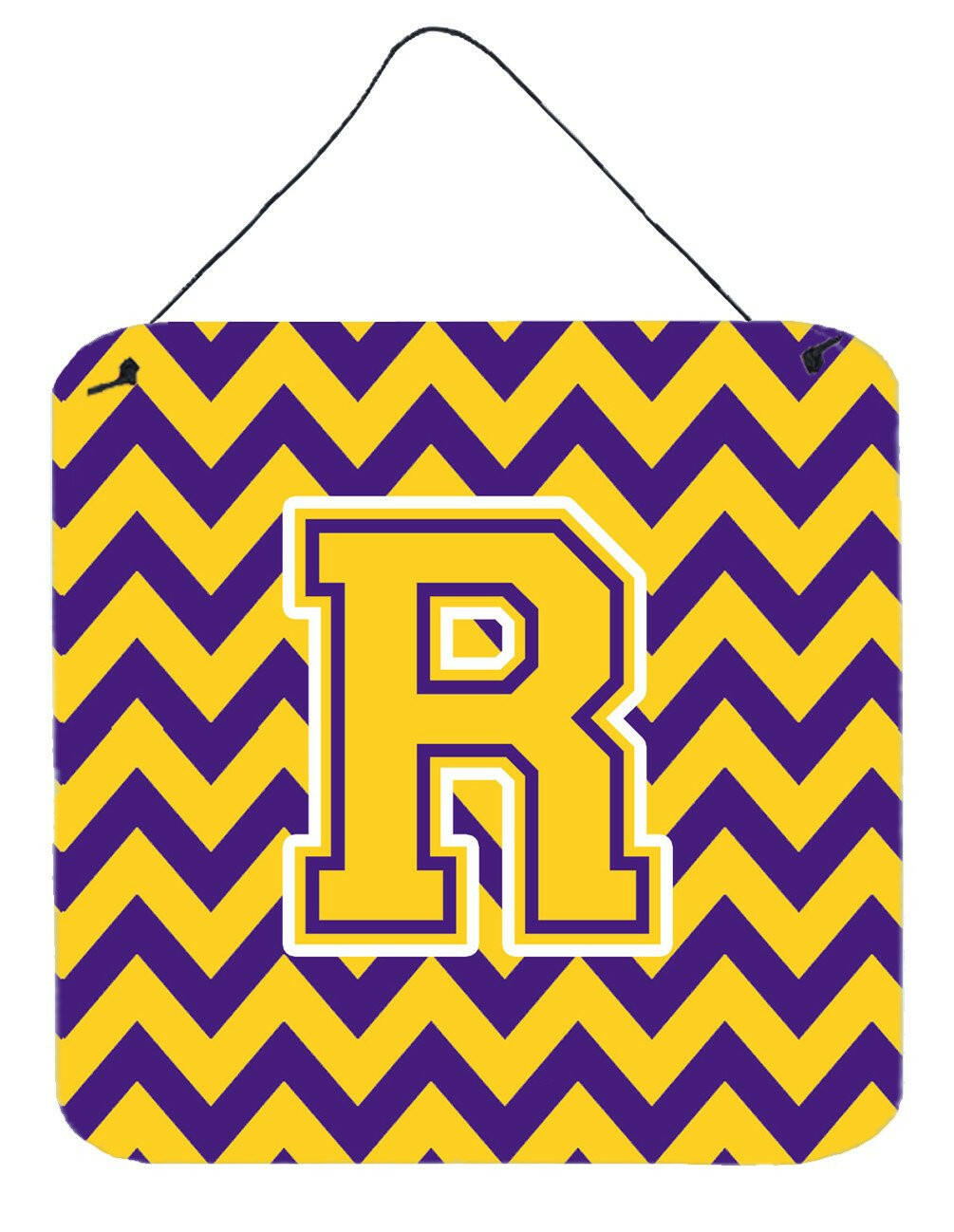 Letter R Chevron Purple and Gold Wall or Door Hanging Prints CJ1041-RDS66 by Caroline&#39;s Treasures