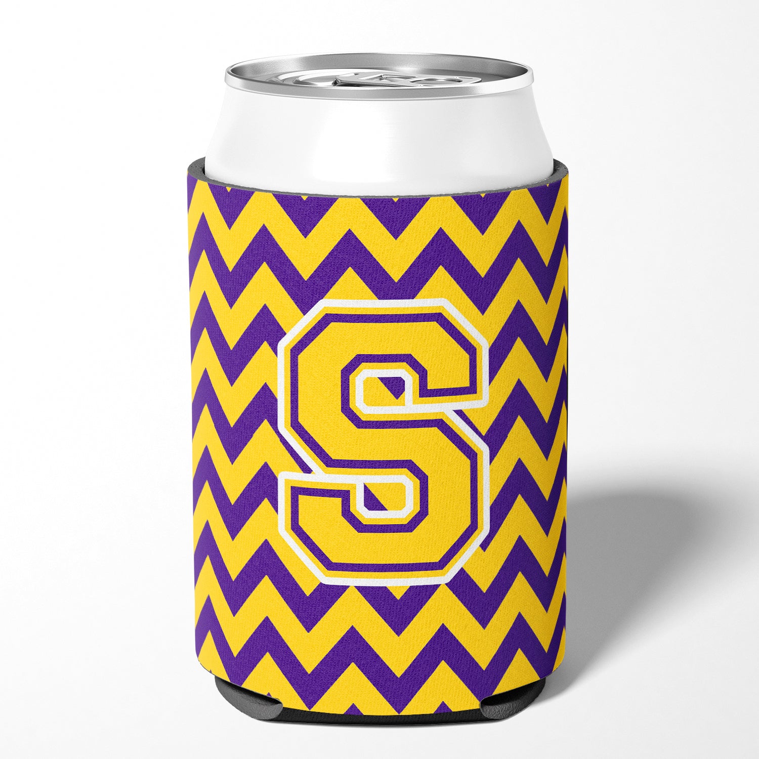 Letter S Chevron Purple and Gold Can or Bottle Hugger CJ1041-SCC.