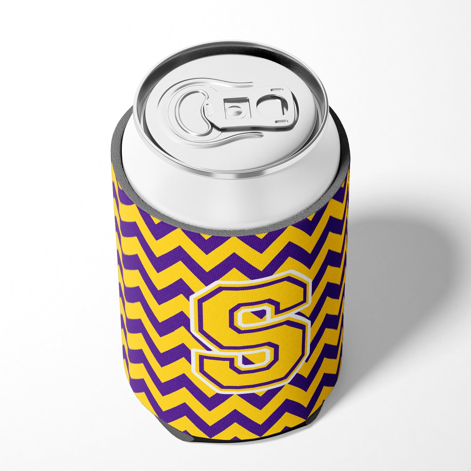 Letter S Chevron Purple and Gold Can or Bottle Hugger CJ1041-SCC.