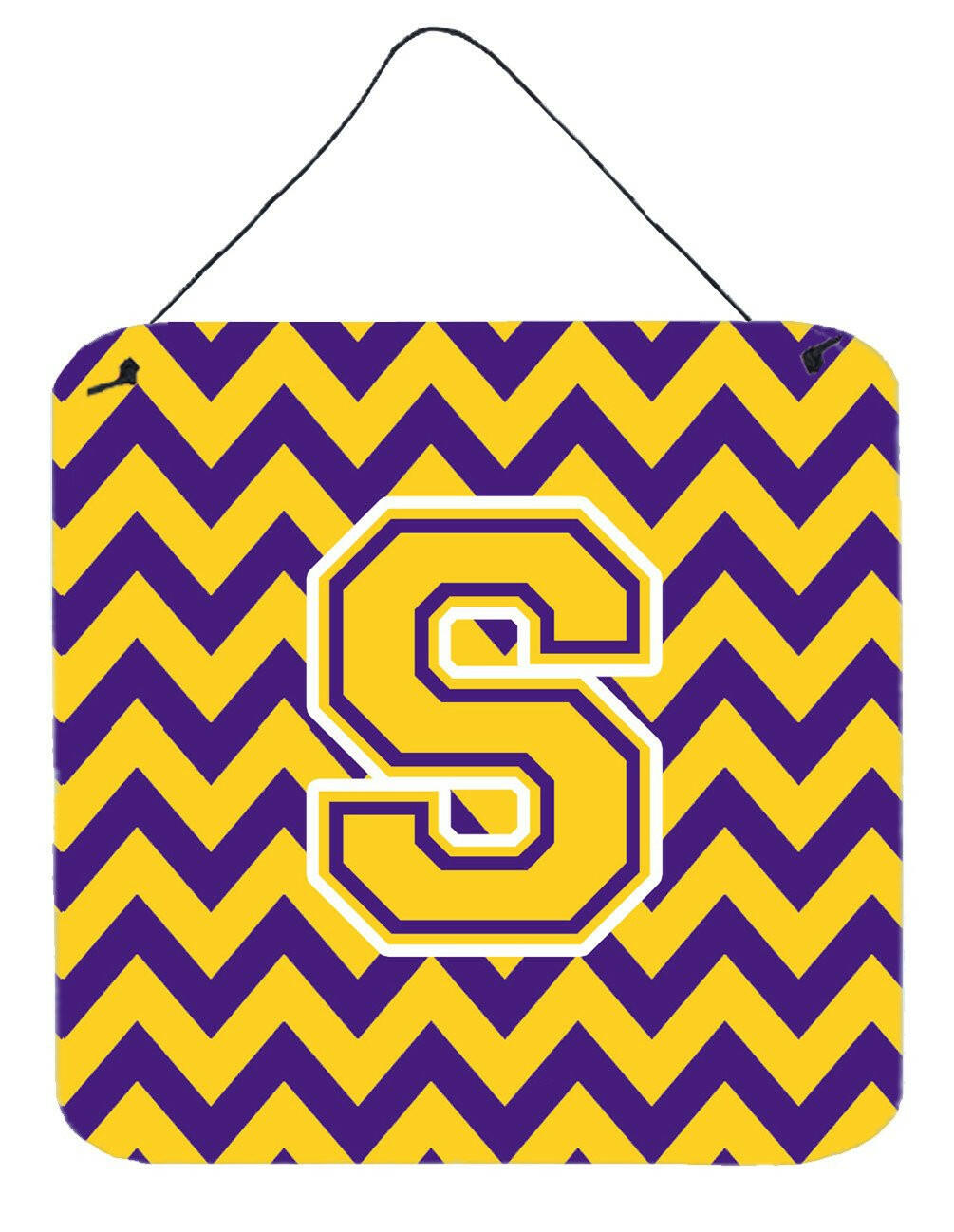 Letter S Chevron Purple and Gold Wall or Door Hanging Prints CJ1041-SDS66 by Caroline&#39;s Treasures