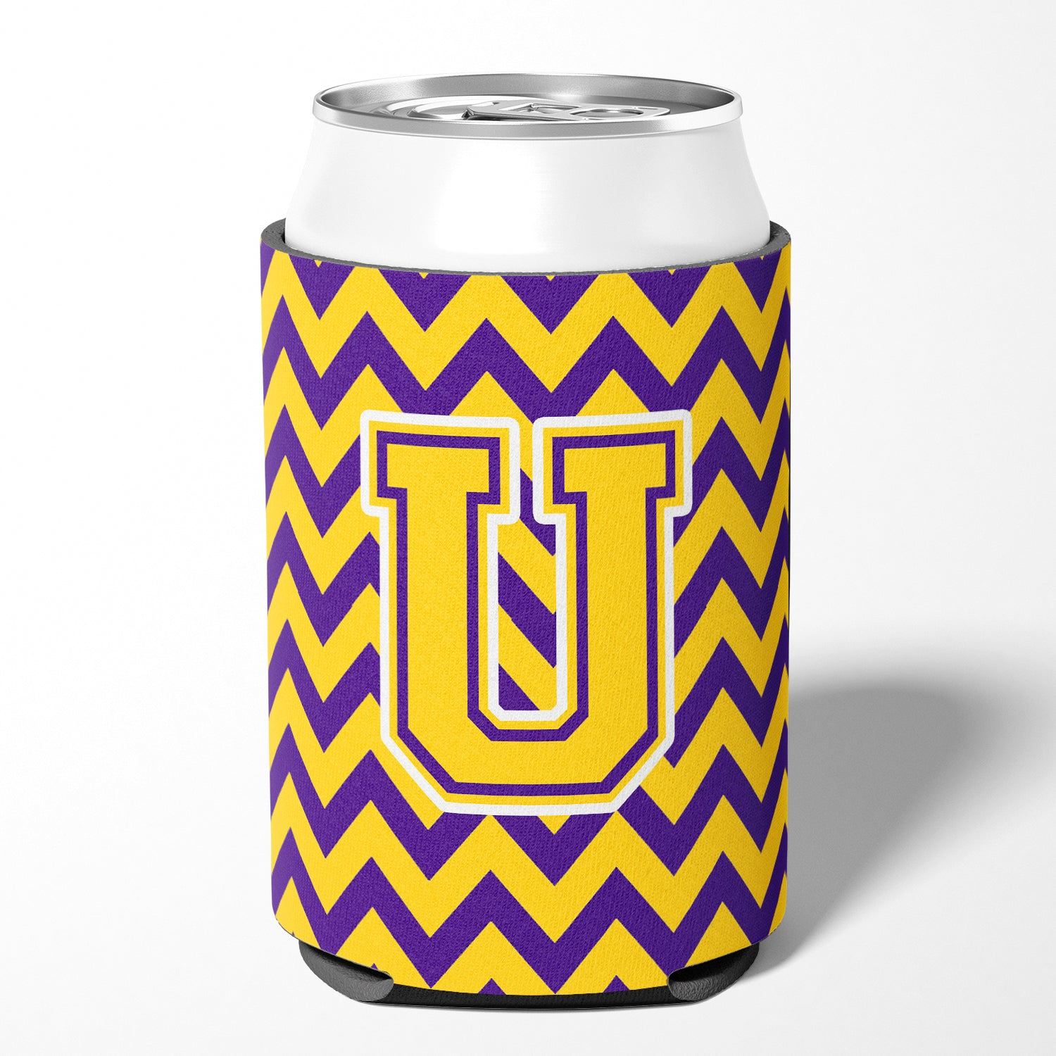 Letter U Chevron Purple and Gold Can or Bottle Hugger CJ1041-UCC