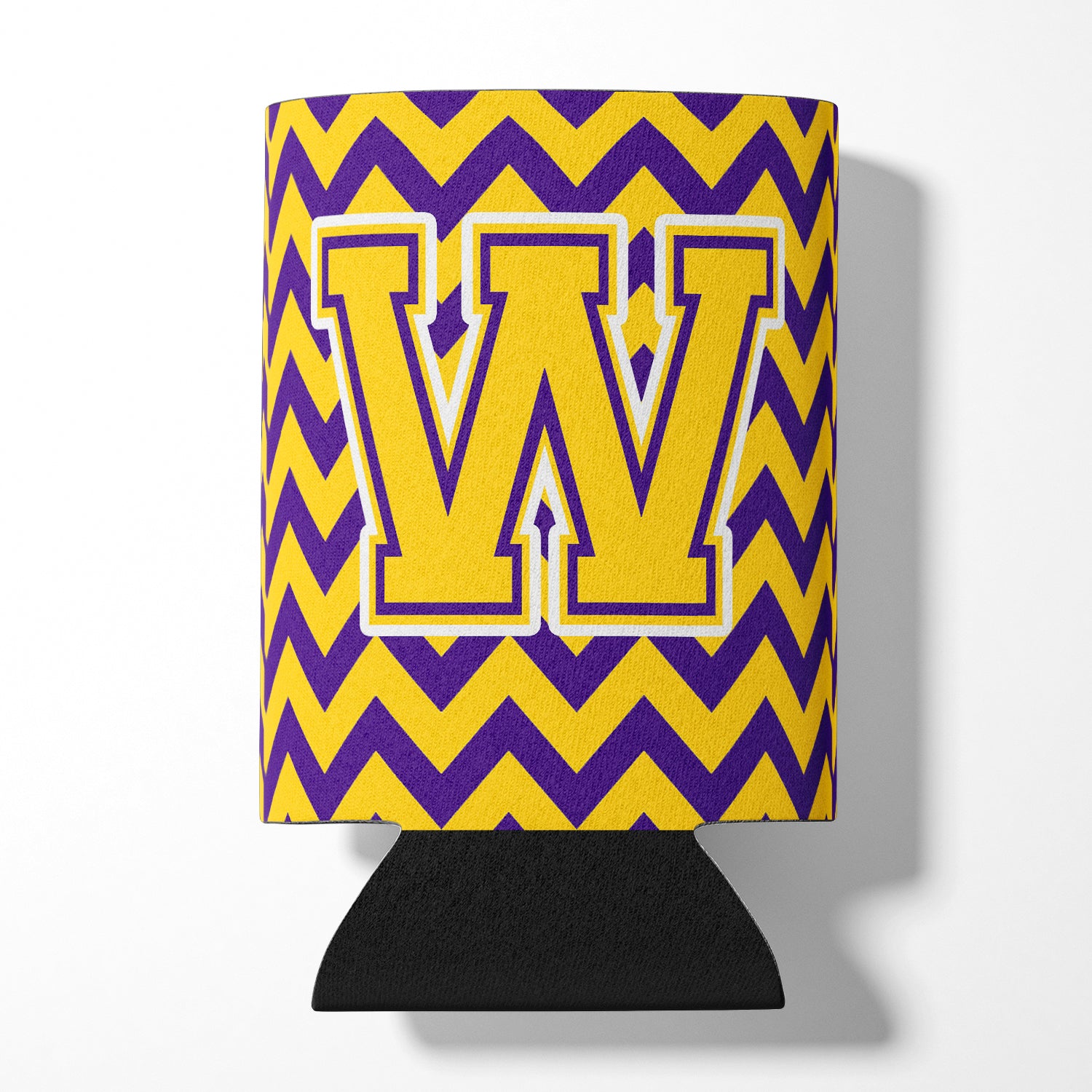 Letter W Chevron Purple and Gold Can or Bottle Hugger CJ1041-WCC.
