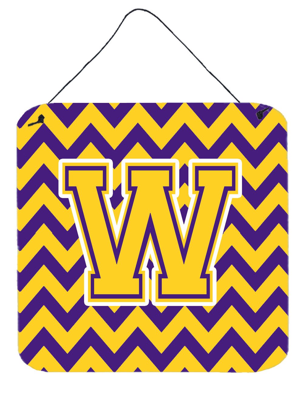 Letter W Chevron Purple and Gold Wall or Door Hanging Prints CJ1041-WDS66 by Caroline's Treasures