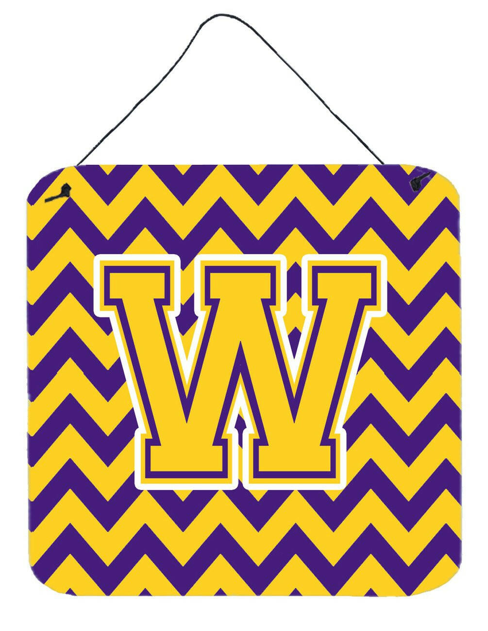Letter W Chevron Purple and Gold Wall or Door Hanging Prints CJ1041-WDS66 by Caroline&#39;s Treasures