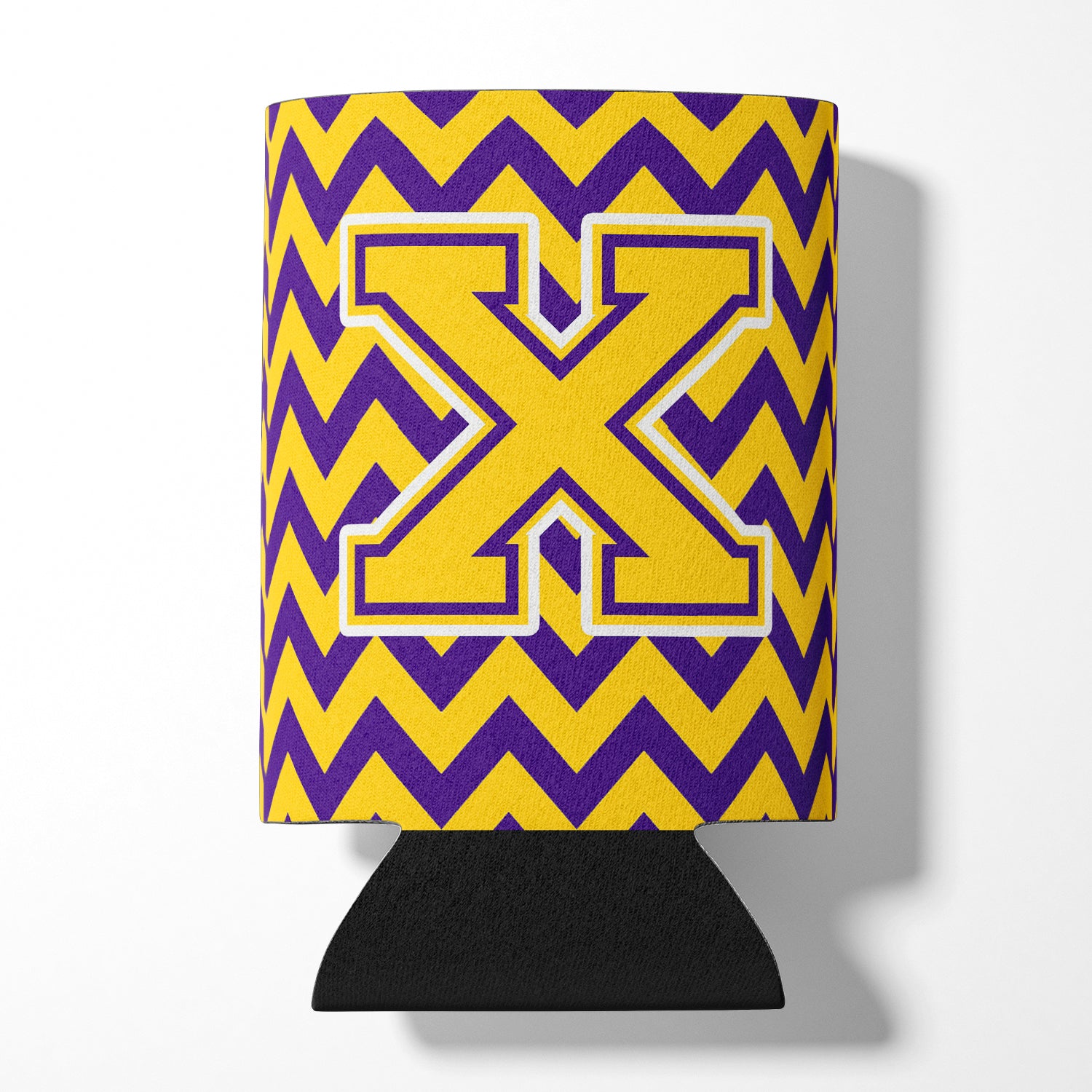 Letter X Chevron Purple and Gold Can or Bottle Hugger CJ1041-XCC.