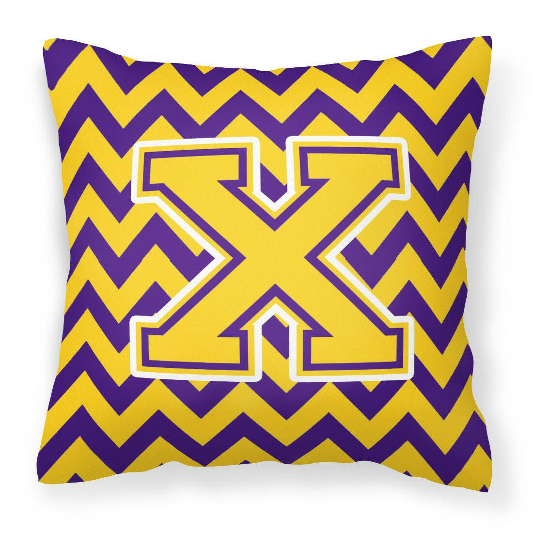 Letter X Chevron Purple and Gold Fabric Decorative Pillow CJ1041-XPW1414 - the-store.com