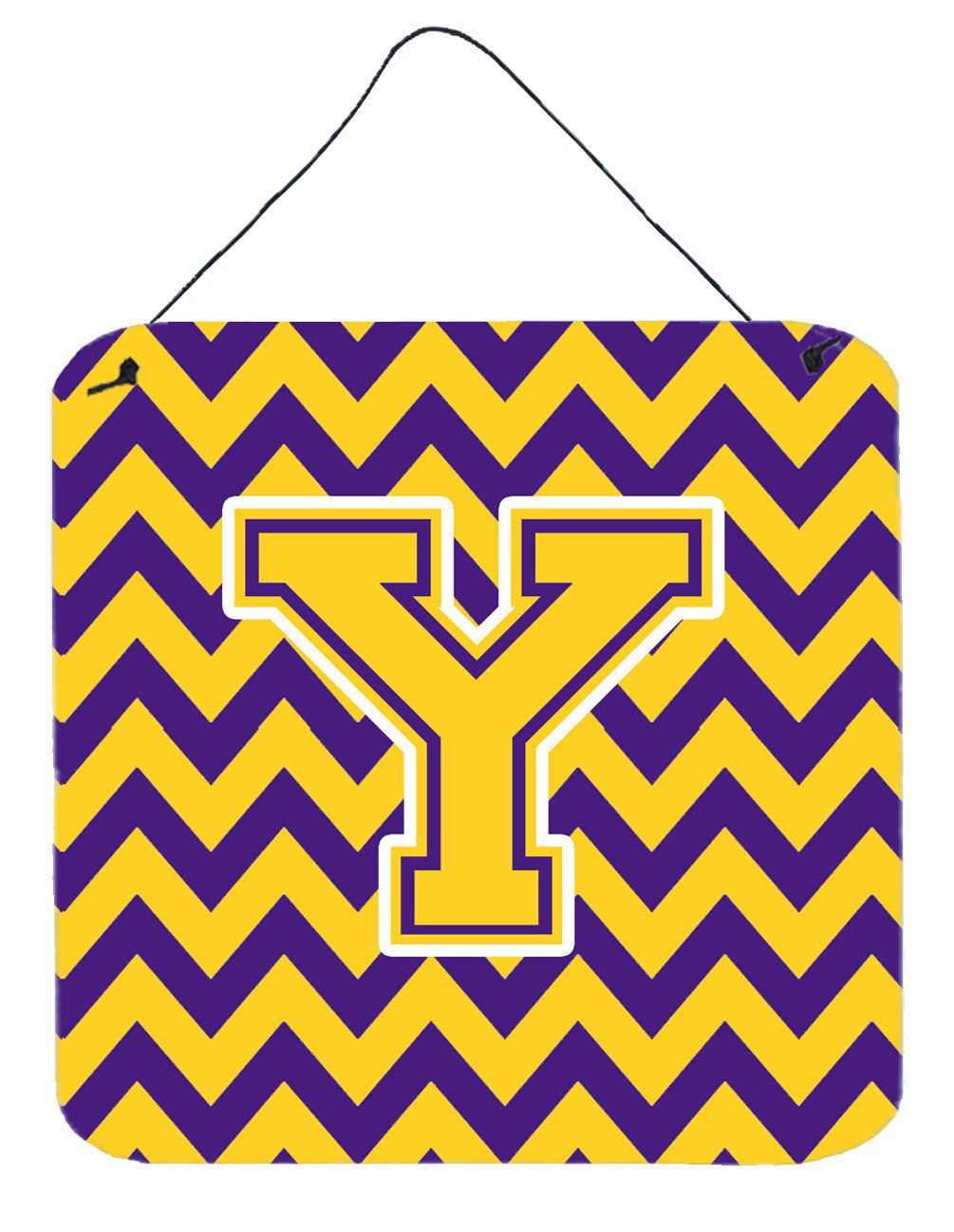 Letter Y Chevron Purple and Gold Wall or Door Hanging Prints CJ1041-YDS66 by Caroline's Treasures