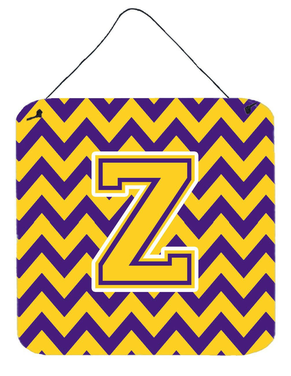 Letter Z Chevron Purple and Gold Wall or Door Hanging Prints CJ1041-ZDS66 by Caroline&#39;s Treasures