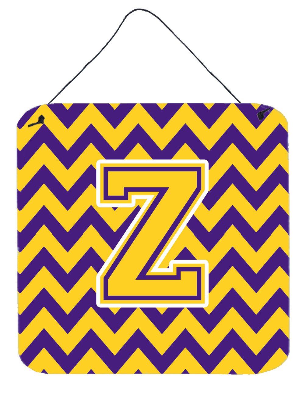 Letter Z Chevron Purple and Gold Wall or Door Hanging Prints CJ1041-ZDS66 by Caroline's Treasures