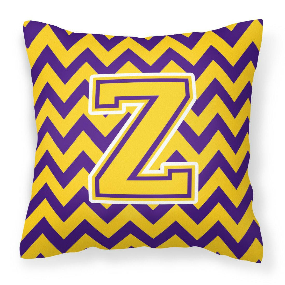 Letter Z Chevron Purple and Gold Fabric Decorative Pillow CJ1041-ZPW1414 - the-store.com