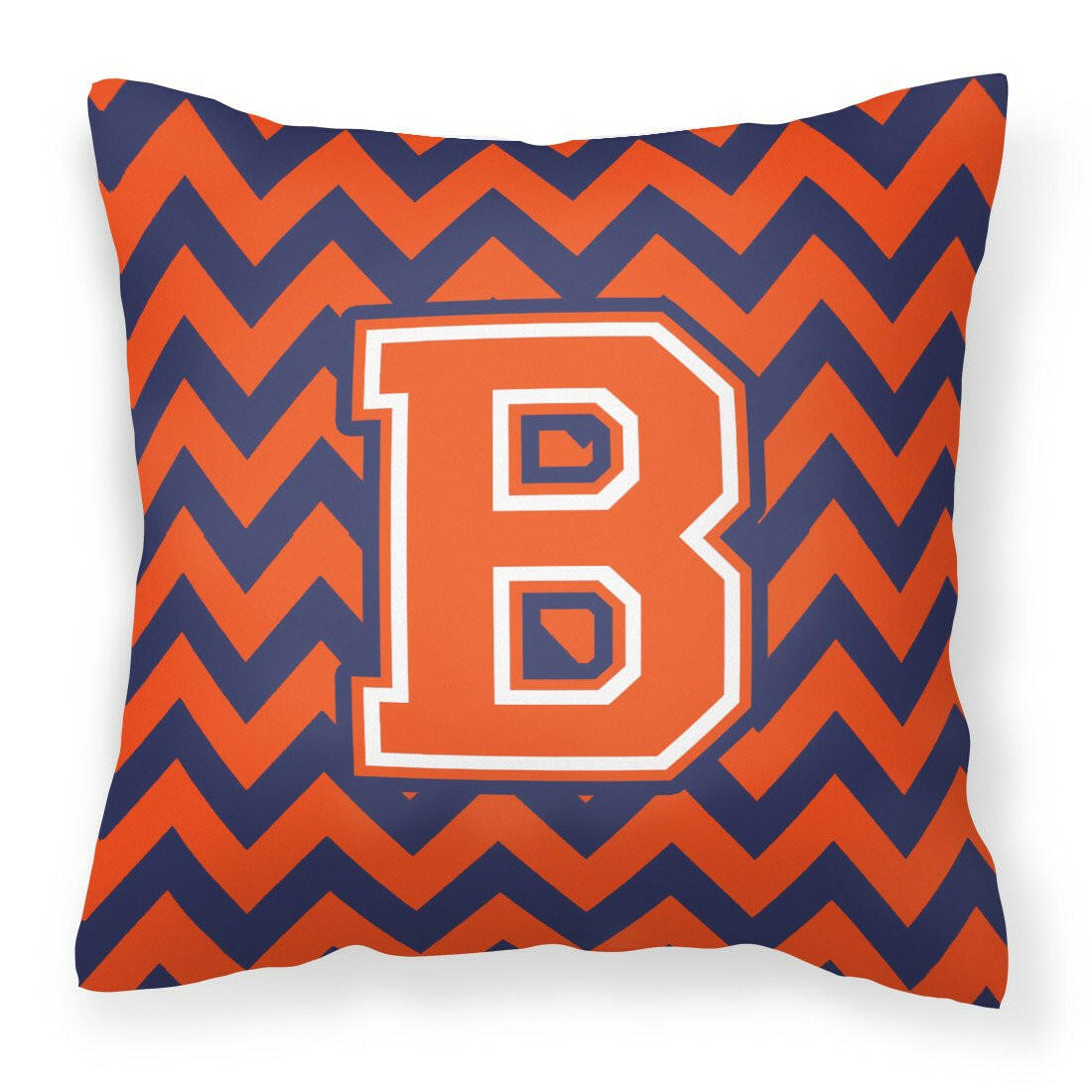 Letter B Chevron Orange and Blue Fabric Decorative Pillow CJ1042-BPW1414 - the-store.com