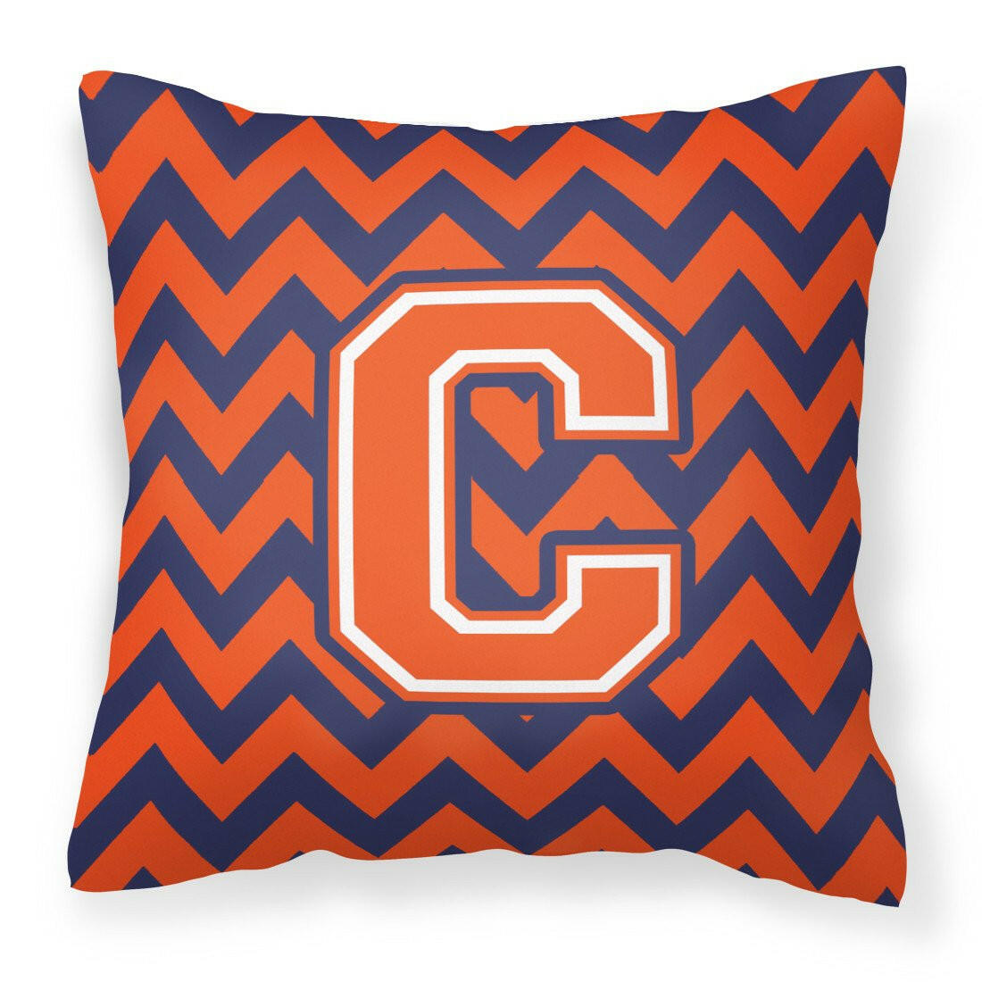 Letter C Chevron Orange and Blue Fabric Decorative Pillow CJ1042-CPW1414 - the-store.com
