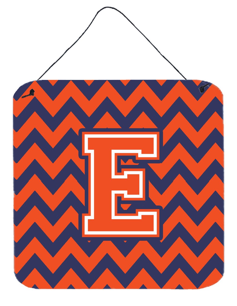Letter E Chevron Orange and Blue Wall or Door Hanging Prints CJ1042-EDS66 by Caroline's Treasures