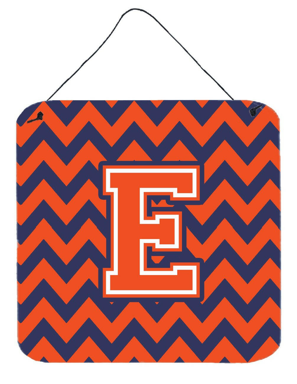Letter E Chevron Orange and Blue Wall or Door Hanging Prints CJ1042-EDS66 by Caroline's Treasures