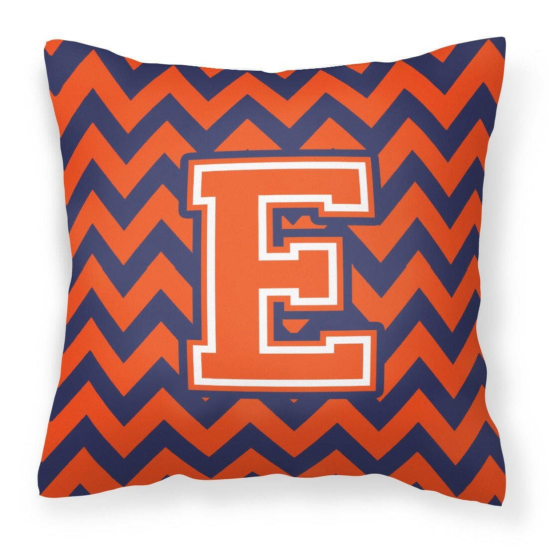 Letter E Chevron Orange and Blue Fabric Decorative Pillow CJ1042-EPW1414 - the-store.com