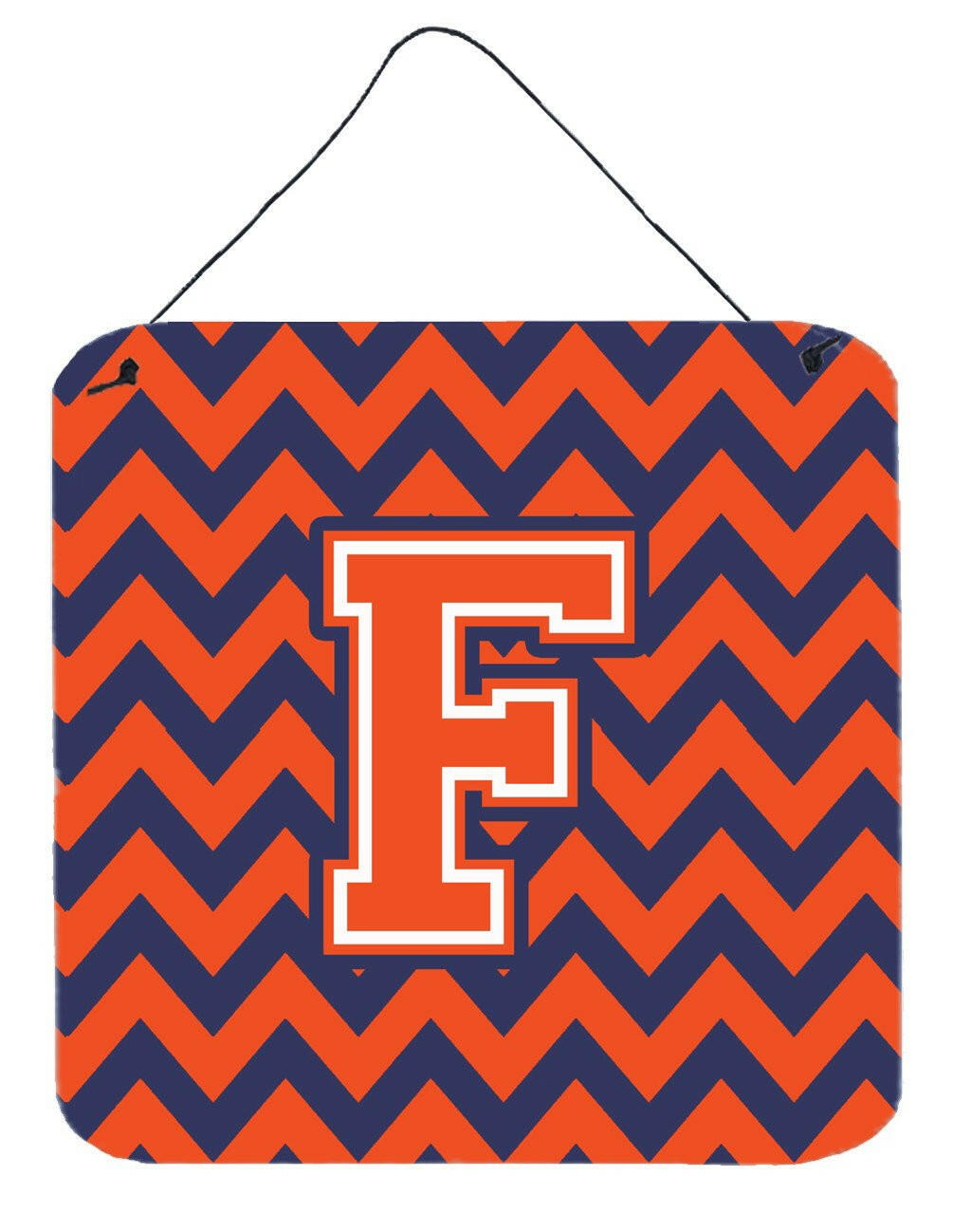 Letter F Chevron Orange and Blue Wall or Door Hanging Prints CJ1042-FDS66 by Caroline&#39;s Treasures