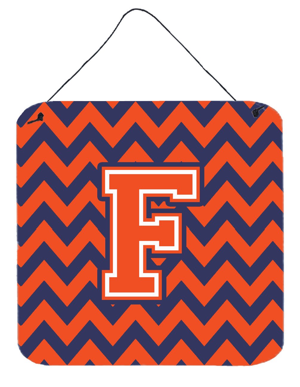 Letter F Chevron Orange and Blue Wall or Door Hanging Prints CJ1042-FDS66 by Caroline's Treasures