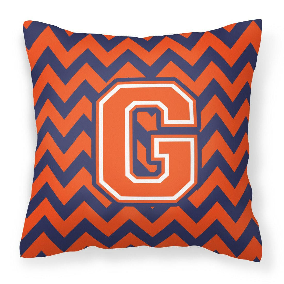Letter G Chevron Orange and Blue Fabric Decorative Pillow CJ1042-GPW1414 - the-store.com