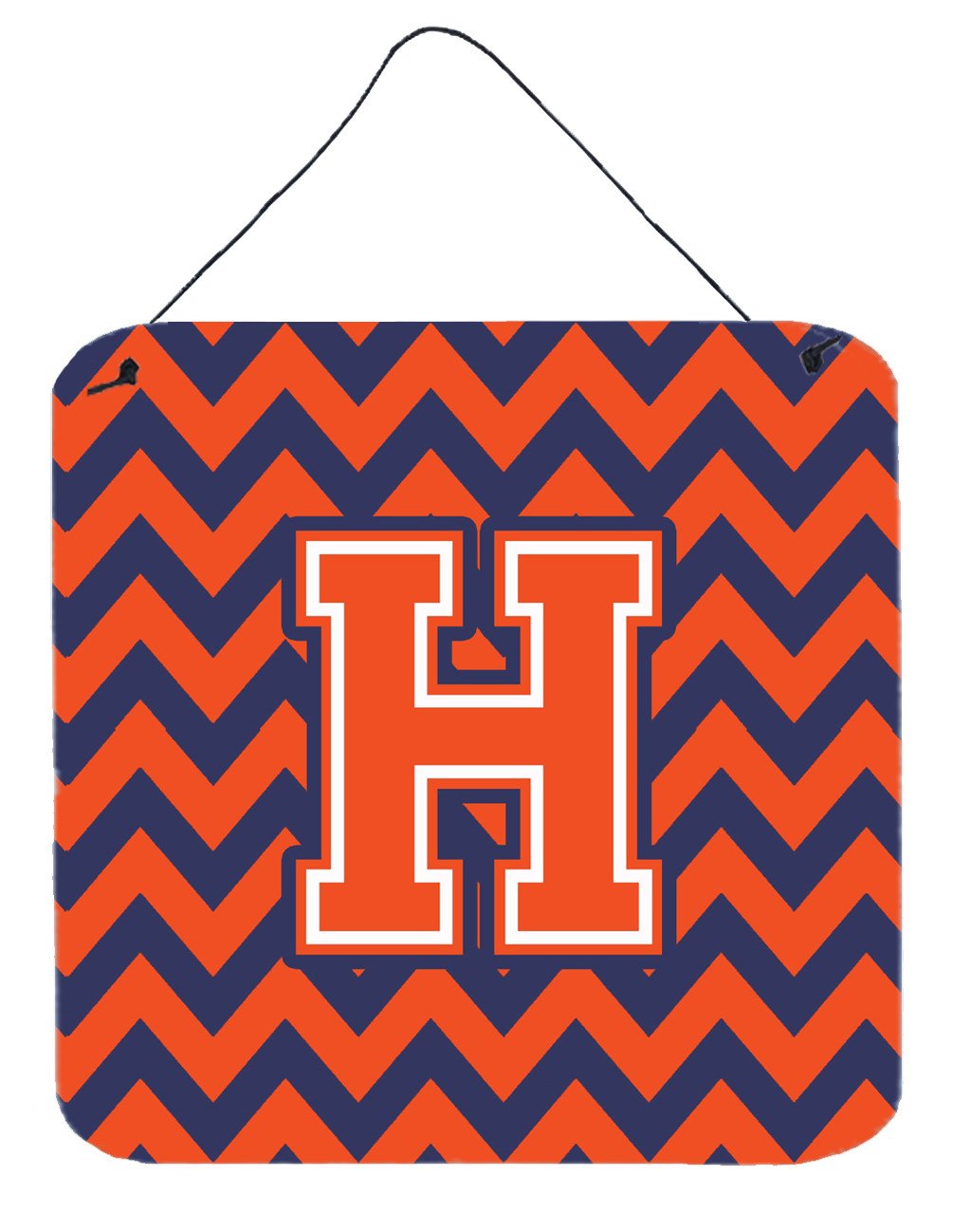 Letter H Chevron Orange and Blue Wall or Door Hanging Prints CJ1042-HDS66 by Caroline&#39;s Treasures