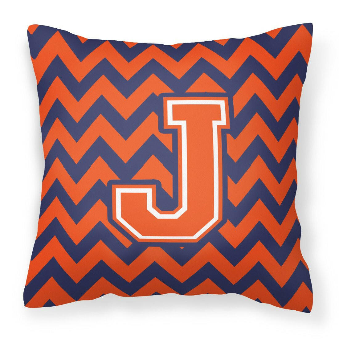 Letter J Chevron Orange and Blue Fabric Decorative Pillow CJ1042-JPW1414 - the-store.com