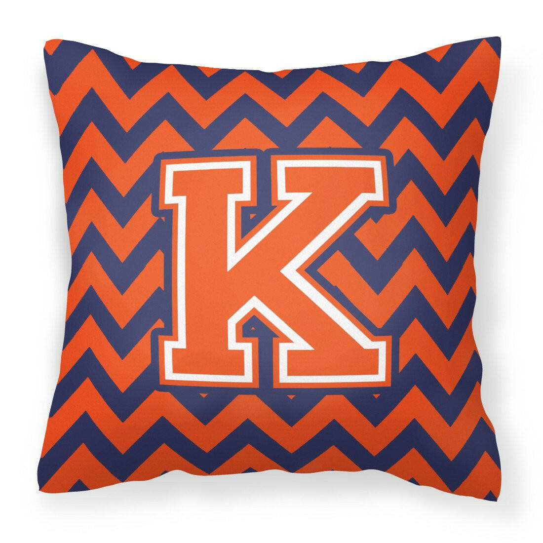 Letter K Chevron Orange and Blue Fabric Decorative Pillow CJ1042-KPW1414 - the-store.com