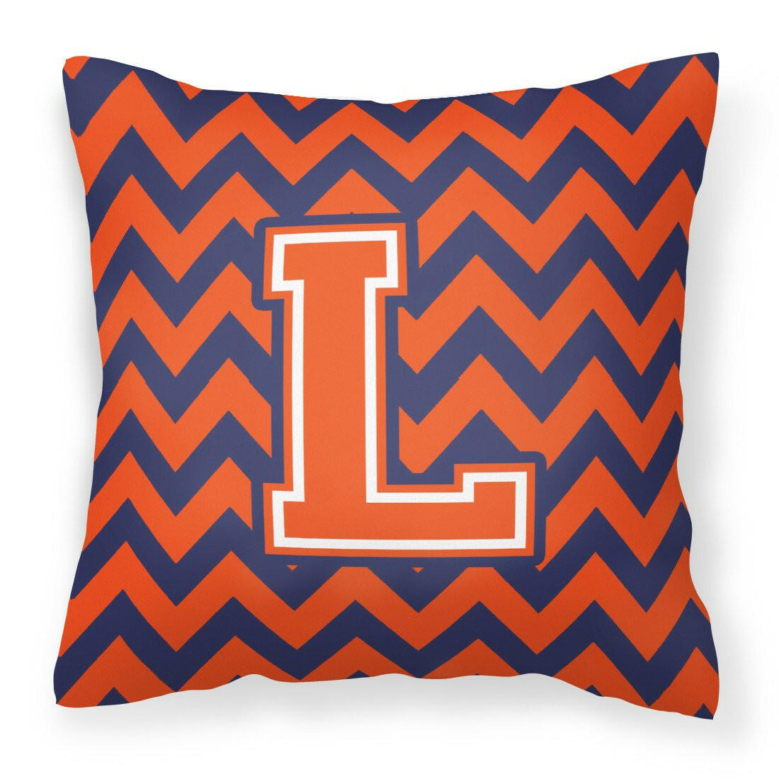Letter L Chevron Orange and Blue Fabric Decorative Pillow CJ1042-LPW1414 - the-store.com