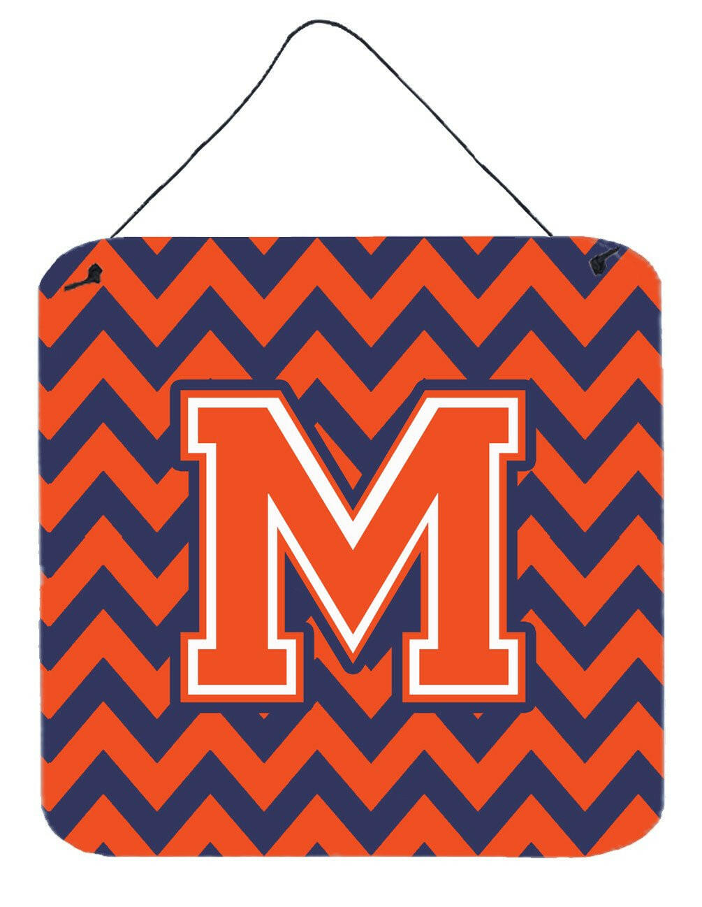 Letter M Chevron Orange and Blue Wall or Door Hanging Prints CJ1042-MDS66 by Caroline&#39;s Treasures