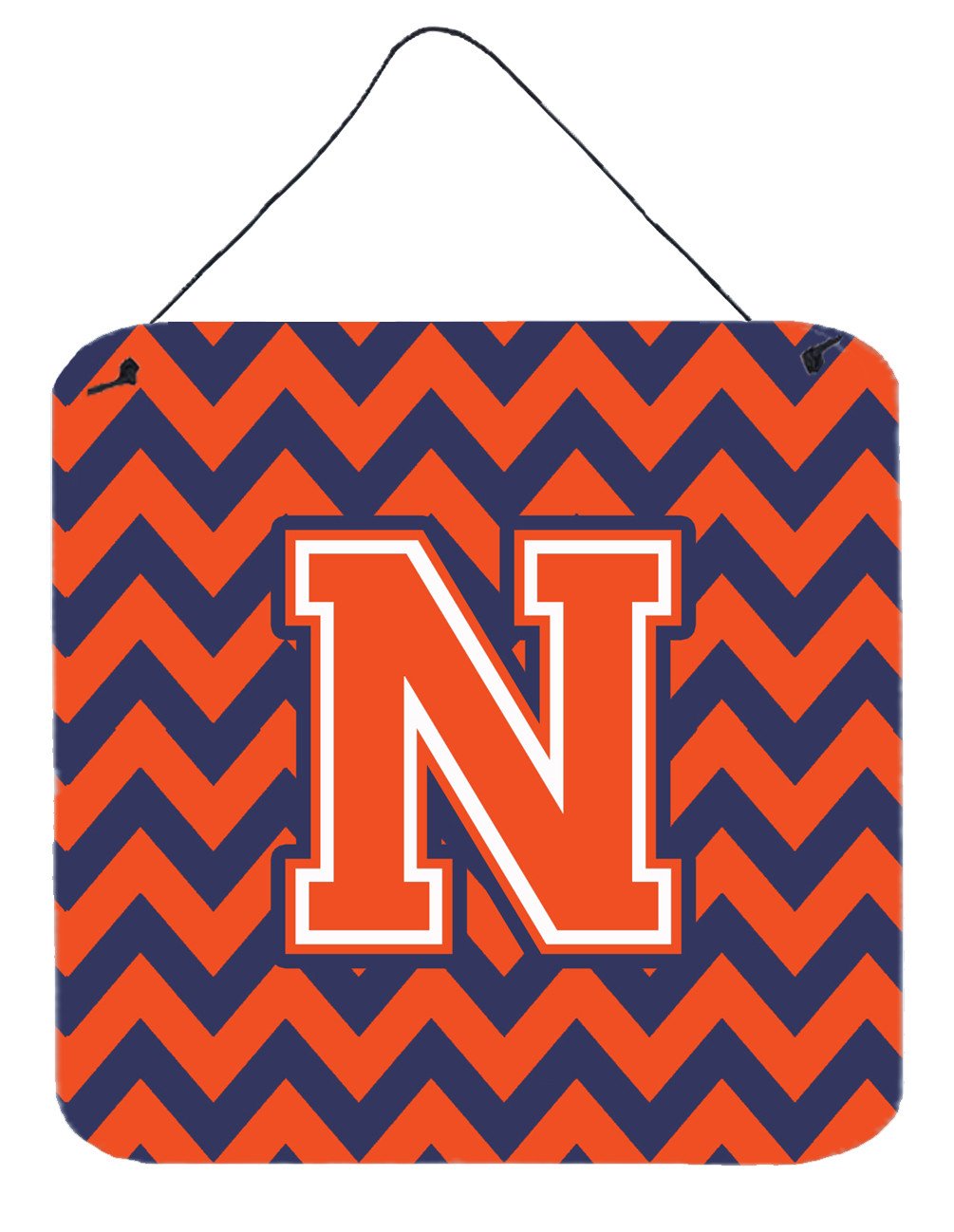 Letter N Chevron Orange and Blue Wall or Door Hanging Prints CJ1042-NDS66 by Caroline&#39;s Treasures