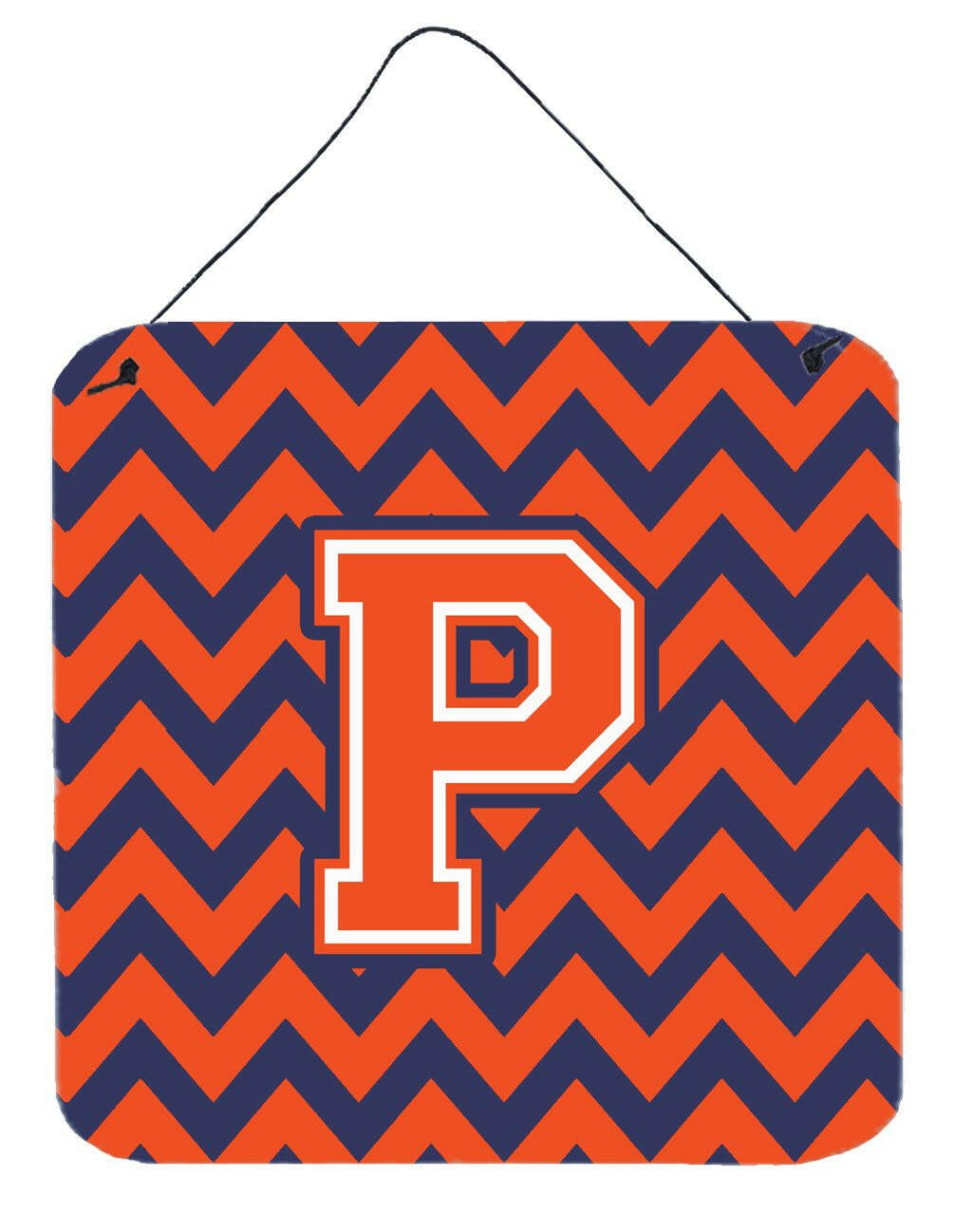 Letter P Chevron Orange and Blue Wall or Door Hanging Prints CJ1042-PDS66 by Caroline's Treasures