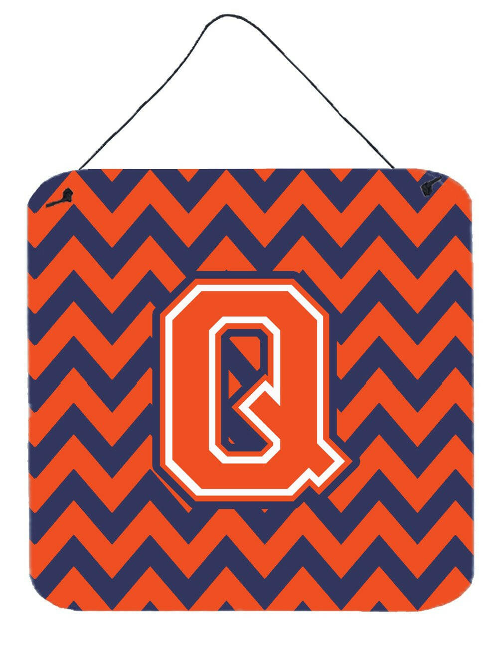 Letter Q Chevron Orange and Blue Wall or Door Hanging Prints CJ1042-QDS66 by Caroline&#39;s Treasures