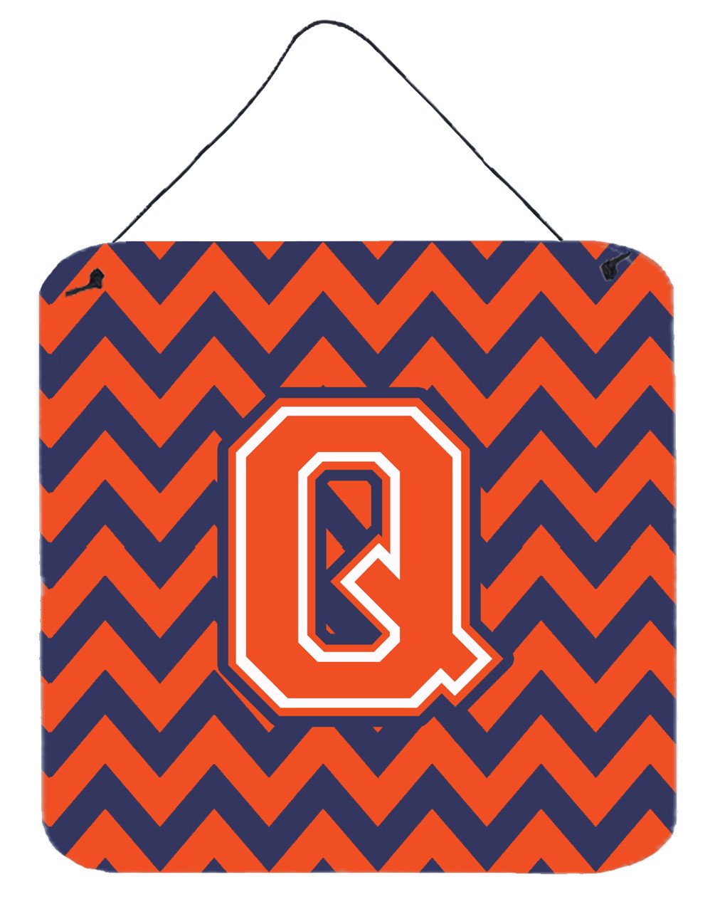 Letter Q Chevron Orange and Blue Wall or Door Hanging Prints CJ1042-QDS66 by Caroline's Treasures