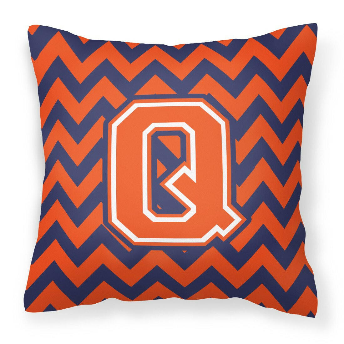 Letter Q Chevron Orange and Blue Fabric Decorative Pillow CJ1042-QPW1414 - the-store.com