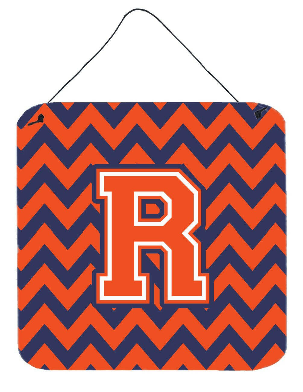 Letter R Chevron Orange and Blue Wall or Door Hanging Prints CJ1042-RDS66 by Caroline&#39;s Treasures