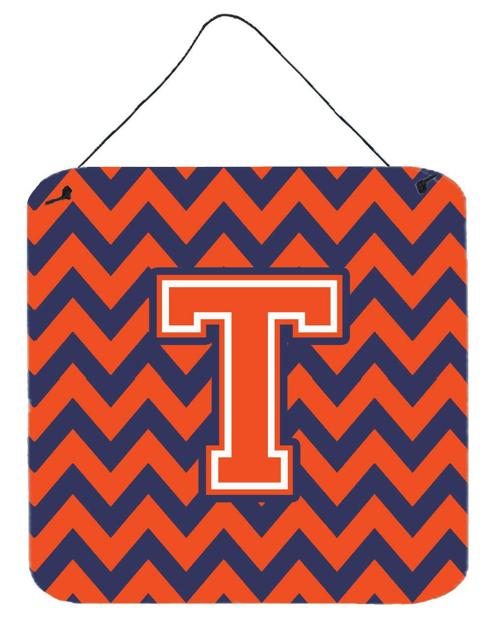 Letter T Chevron Orange and Blue Wall or Door Hanging Prints CJ1042-TDS66 by Caroline&#39;s Treasures