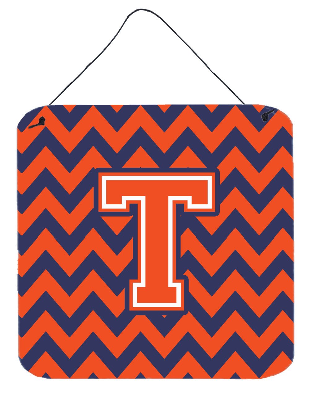 Letter T Chevron Orange and Blue Wall or Door Hanging Prints CJ1042-TDS66 by Caroline's Treasures