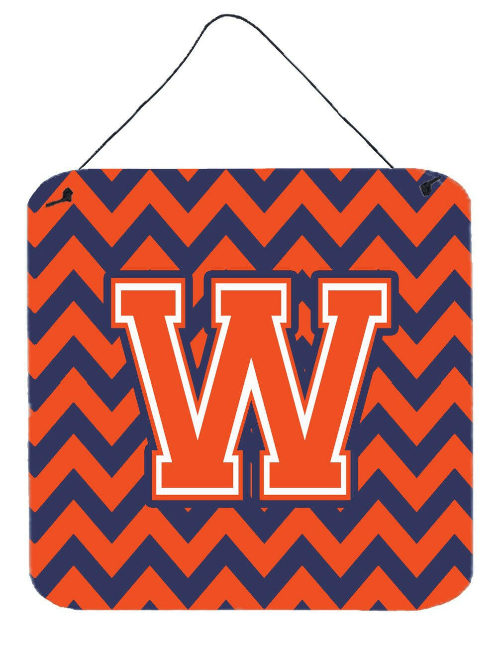 Letter W Chevron Orange and Blue Wall or Door Hanging Prints CJ1042-WDS66 by Caroline&#39;s Treasures