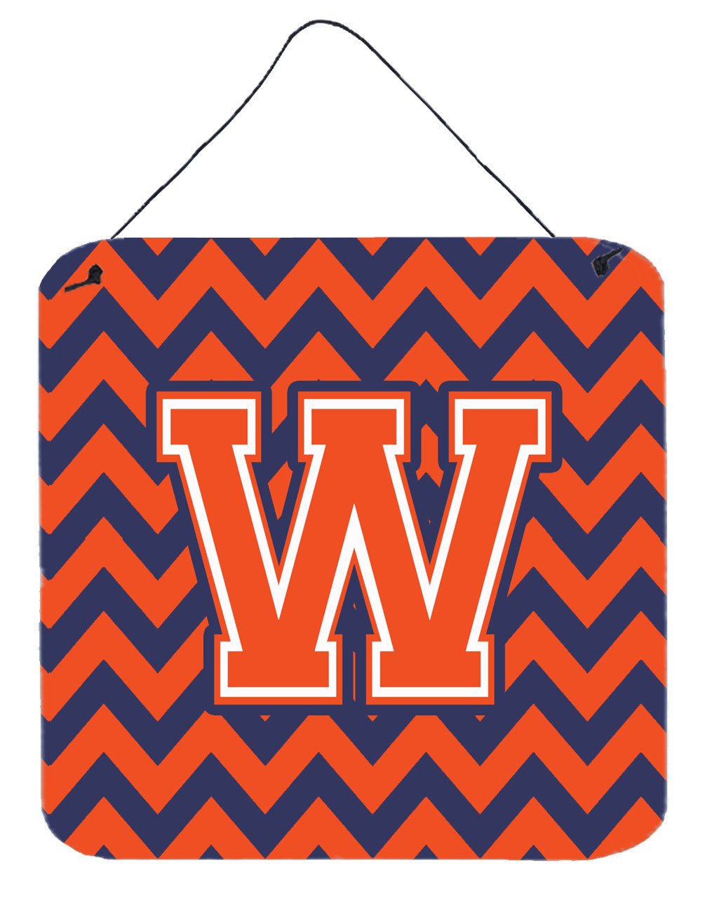 Letter W Chevron Orange and Blue Wall or Door Hanging Prints CJ1042-WDS66 by Caroline's Treasures
