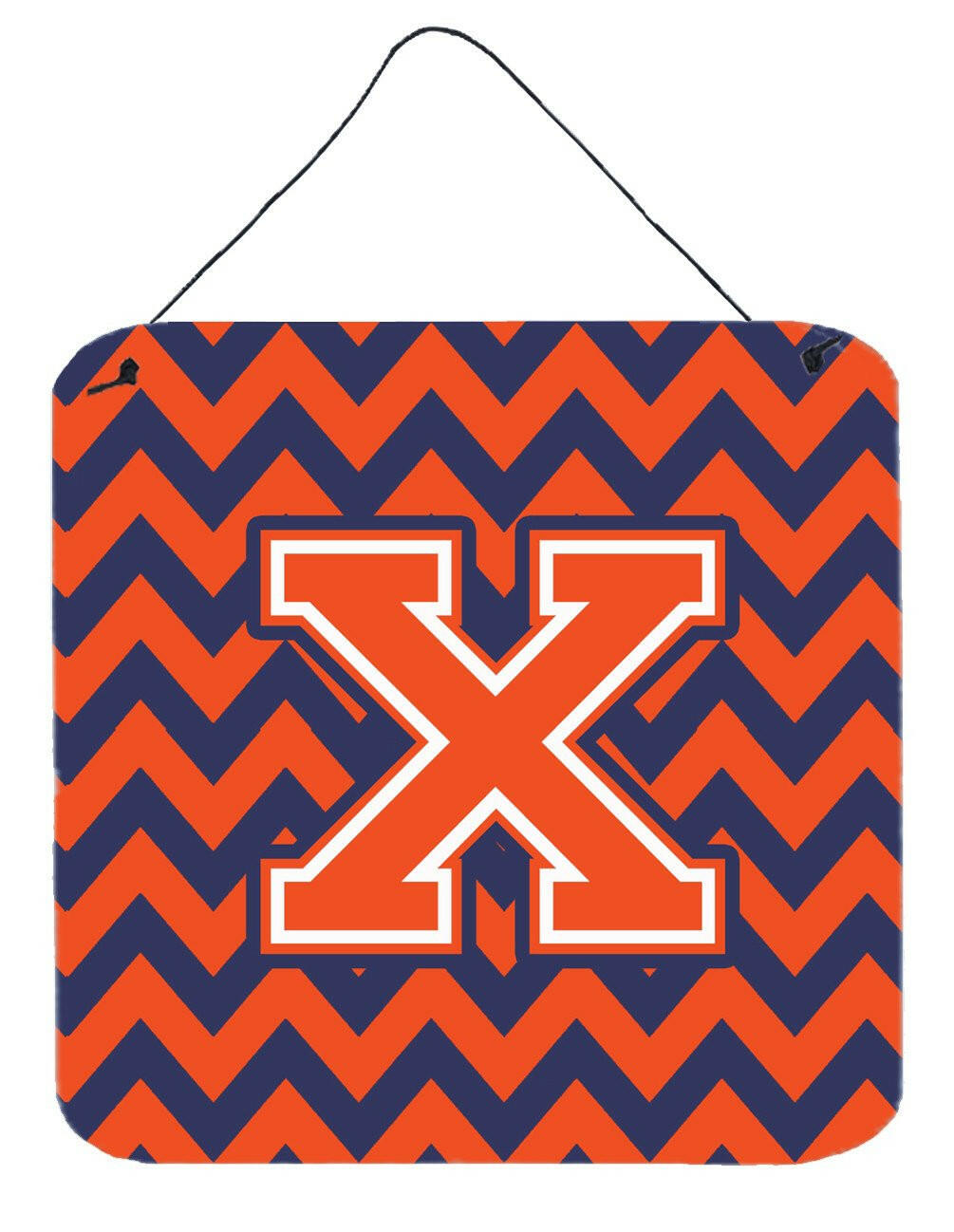 Letter X Chevron Orange and Blue Wall or Door Hanging Prints CJ1042-XDS66 by Caroline&#39;s Treasures