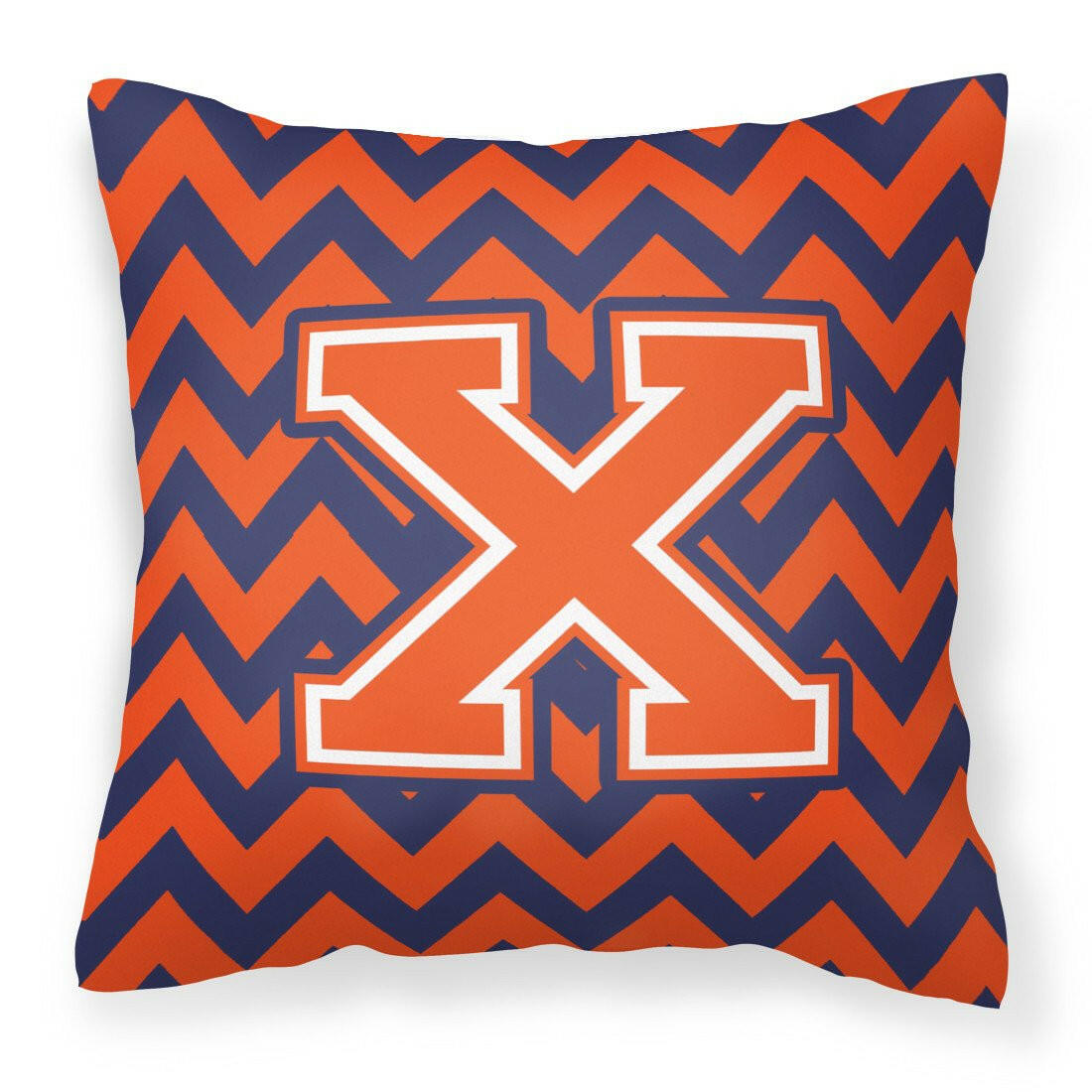 Letter X Chevron Orange and Blue Fabric Decorative Pillow CJ1042-XPW1414 - the-store.com