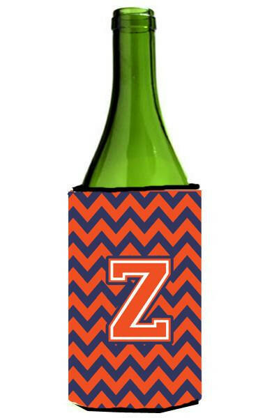 Letter Z Chevron Orange Blue Wine Bottle Beverage Insulator Hugger CJ1042-ZLITERK by Caroline&#39;s Treasures